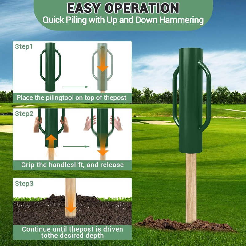 Gaderth 37 Lbs Fence Post Driver with Handle,Manual T Post