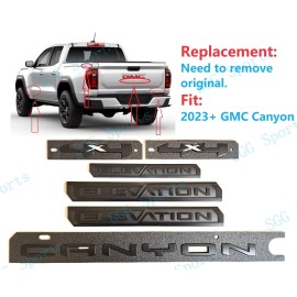 GMC 6PCS Matte Black Door Rear Elevation Canyon 4X4 Emblems 2023-2024 GMC Canyon
