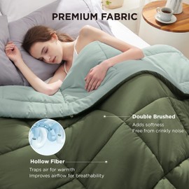 Bedsure Comforters Twin XL - Duvet Insert Contrast GentleSoft™ Down Alternative Comforter Quilted All Season Duvet with 8 Tabs, Machine Washable, Gifts for Women, Green/Light Green, Twin XL 92x68