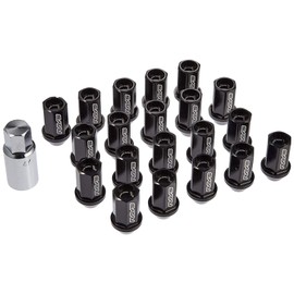 RAYS 74020001001BK Duralumin Lock & Nut Set, Straight Type, M12 x 1.5, Black Anodized