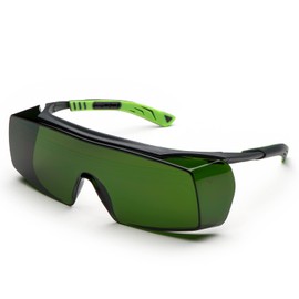 UNIVET | 5X7 Welding 3 Work Safety Goggles Welding Overlay Glasses 5X7 Sweat Resistant Lenses (EN166, EN169 and EN175) Gunmetal/Green