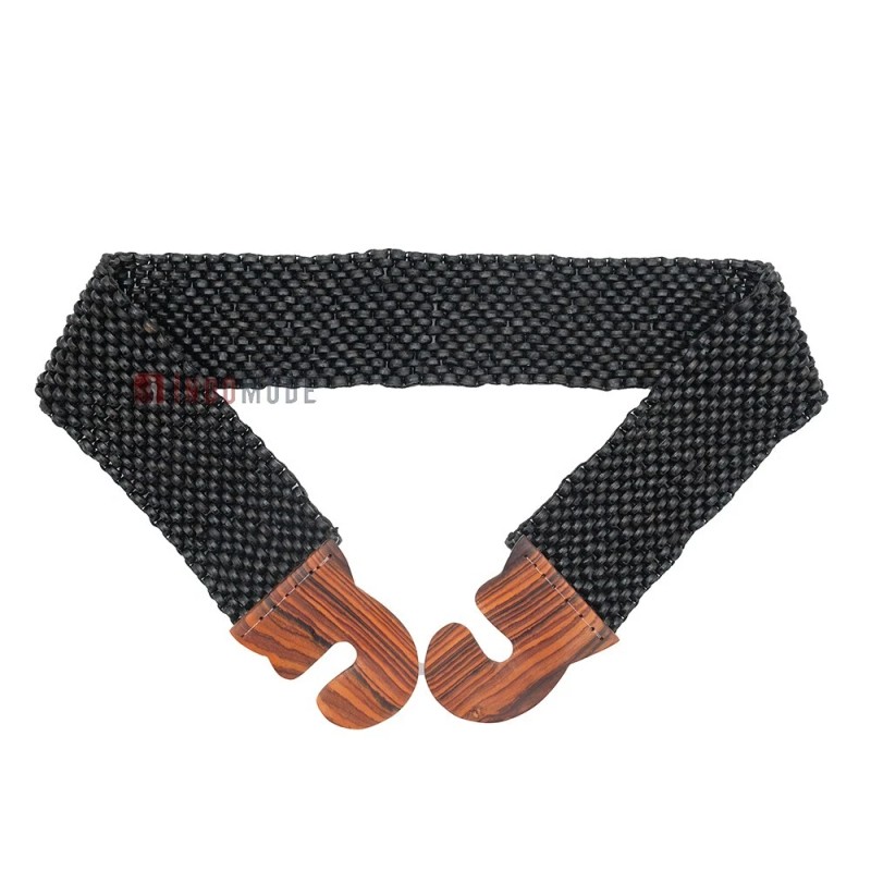 IndoMode Black Color Handcrafted Coconut Shell Elongated Beads Elastic BALI
