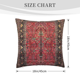 Antique Persian Red Rug Throw Pillow Covers 18"X18" Cozy Velvet Square Throw Pillowcases Home Decor For Bed Couch Sofa Living Room Cushion Cover