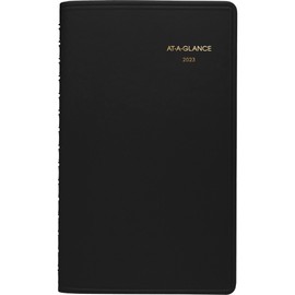 AT-A-GLANCE 2023 Weekly Planner, Hourly Appointment Book, 5" x 8", Small, 12 Months, Black (7007505)