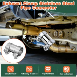 Ø 55x125 mm Stainless Steel Exhaust Clamp, Heavy Duty Adjustable Exhaust Repair Kit, Double Exhaust Pipe Sleeve Connector, Universal Tube Joiner Parts for Most Models, Mufflers & Catalytic Converters