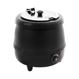 10L Commercial Food Warmer 400W 110V PP Shell Electric Black Countertop Warmer Commercial Electric Soup Warmer with Stainless Steel Hinged Lid for Restaurants and Party Home Catering