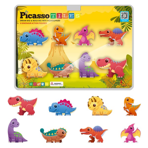 PicassoTiles - Juego de 8 bloques de construcción de azulejos