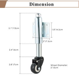 FLKQC 2" Spring Loaded Gate Caster, Single Pack TPU Wheel Heavy Duty Casters, Load Capacity 110 Lbs