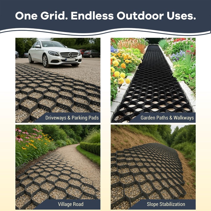 40FT Gravel Driveway Grid – Heavy Duty HDPE Geocell Ground