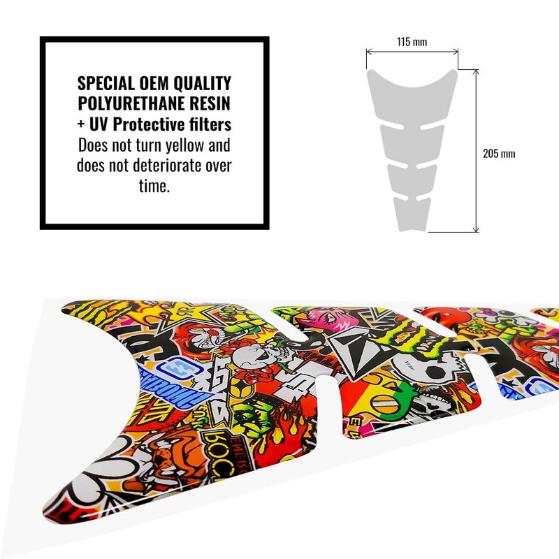 Quattroerre 18186 Tank Protectors Moto Sticker Bomb Universal Slim