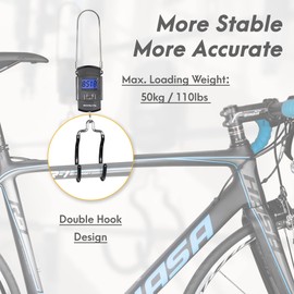 CyclingDeal Backlit LCD Display Digital Bike Scale - Premium Quality Electronic Balance with Double Hanging Hook - Max Loading Weight 50kg/110lbs, Measures in kg, lbs, jin, oz - More Stable & Accurate