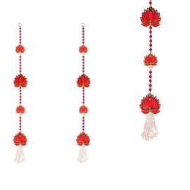 Aditri Creation Set of 2 Pink Lotus String Wall Hanging Decor Home Door Wall Temple Indian Wedding Festival Decor Home Door Wall Decor Festival New Year Gift
