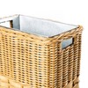 The Basket Lady Large Rectangular Wicker Waste Basket with Metal