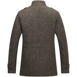 wantdo Men's Wool Autumn Trench Coat Windproof Jacket Overcoat Coffee Large