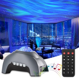 CIMELR Northern Lights Aurora Projector,Star Projector Music Bluetooth Speaker and White Noise,Star Projector Galaxy Light with Remote Control,Night Light Projector for Home Decor Bedroom（Grey）