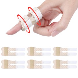 Wisesso Trigger Thumb Splints, Finger Splint for Broken/Straightening/Arthritis, Breathable Thumb Brace for Thumb/Middle/Ring/Index/Pinky Finger, Beige, Short, 6pcs