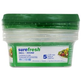 Surefresh Plastic Containers with Airtight Lids, Food Storage Containers, Deli, Slime, Soup, Meal Prep Containers | 5-ct. Packs | BPA Free | Stackable | Leakproof | Microwave/Dishwasher/Freezer Safe