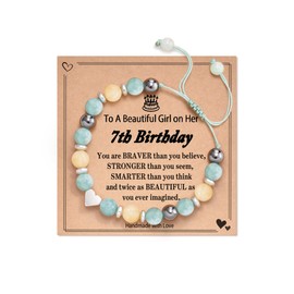 FYUKISS Birthday Gifts for Girls, 7 Year Old Girl Gift Ideas, Sweet 7 Birthday Bracelet Decorations Gifts for Sister Niece Daughter Granddaughter