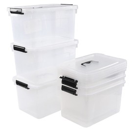 Tstorage 12 Quart Plastic Storage Bin with Lid, Clear Latch Box, 6 Packs