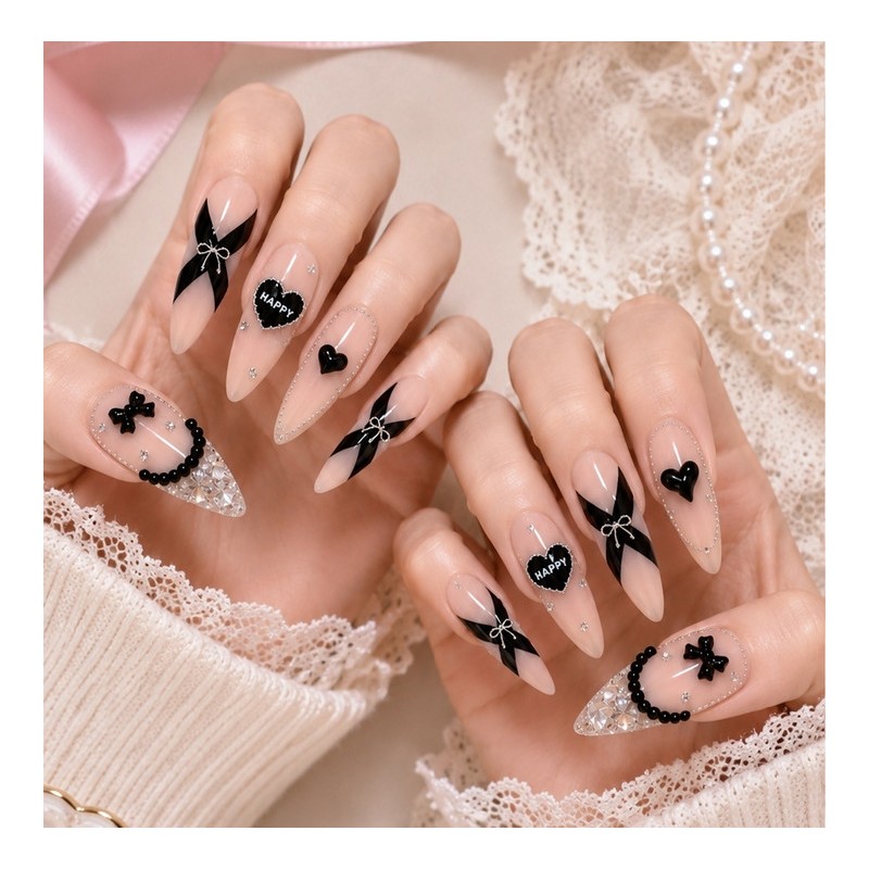 Chic princess handmade nail tips - Stiletto L / 시크