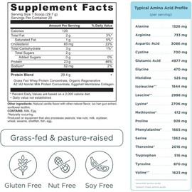 Ancient Nutrition Grass Fed Whey Protein, Vanilla Bean, 23g Protein, 20 Servings