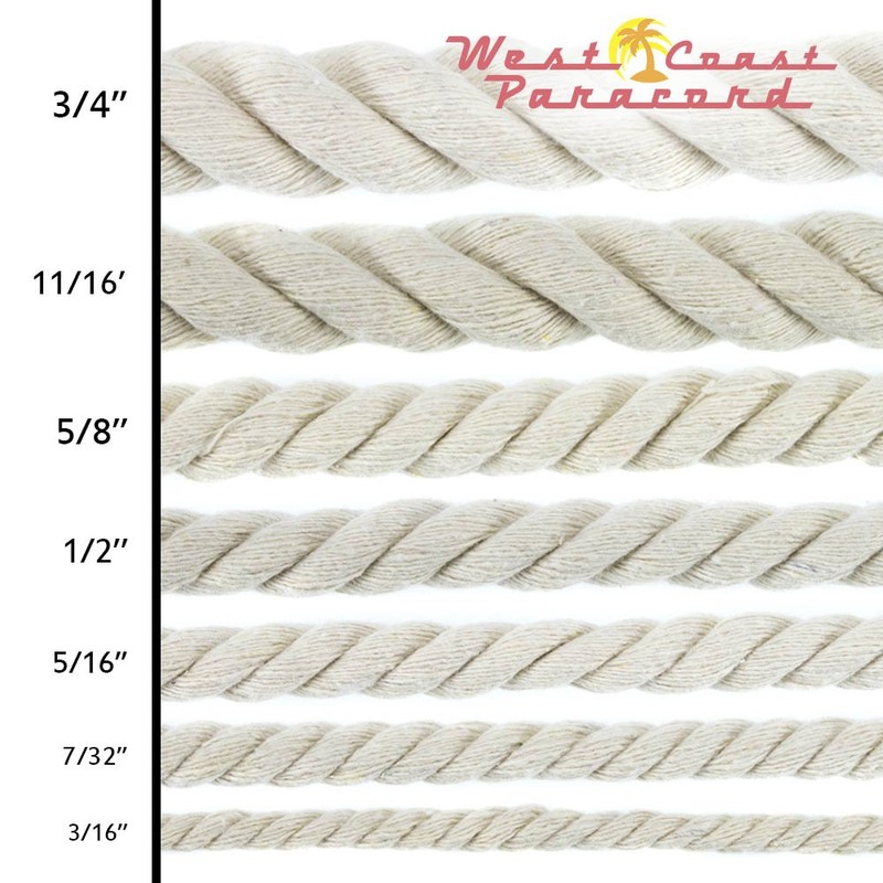 Original Natural Cotton Rope - Choose from 3/4", 11/16", 5/8",