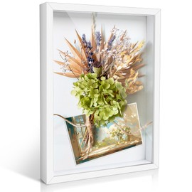 Romon Picture Frame for Filling, 31.5 x 23 cm Picture Frame, Deep 3D Picture Frame for Filling, Wooden up to 3 cm, 3D Frame for Objects, Flowers, Wedding Gift or Memorabilia, White