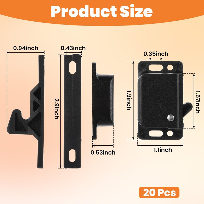 20 Pack RV Drawer Latch/Cabinet Door Latch, Grabber Catches 10