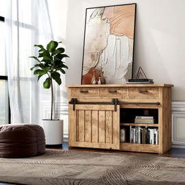 BINOTE 5FT Bypass Mini Barn Door Hardware Kit, Double Super Mini Sliding Barn Door Roller Set, Apply for Storage Window TV Stand Closet(No Cabinet)