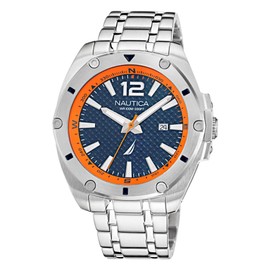 Nautica Men's NAPTCS220 Tin Can Bay Grey/Blue & Orange/SST Bracelet Watch