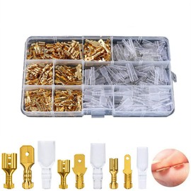 WFGKPXC 315 Piece Set of 315 Universal Waterproof Flat Terminal Storage Case Insulated Sleeve Gold Male / Female Set Connector for Automobiles Motorcycles Speakers Mobile Car Navigation Repair
