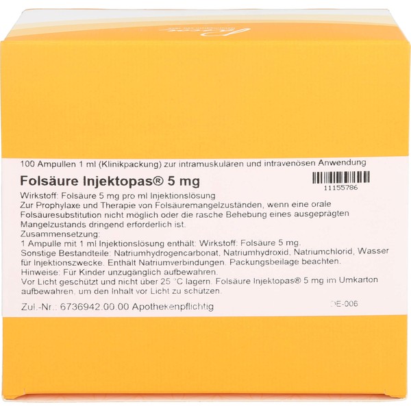 Folsäure Injektopas 5 mg, 100 St ILO