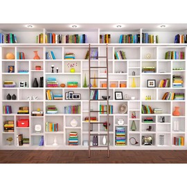 Bookshelf Backdrop Bookcase School Library Photography Background Online Office Conference Background Webcam Zoom Meeting Decoration Backdrop Photo Studio Office Wallpaper Decor 7x5ft