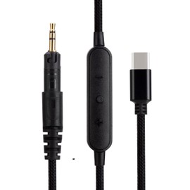 UNCLE LIGHT ATH-M40X M50X M70X Replacement USB C Audio Cable, Compatible with Audio Technica Headphones, Type-c to 2.5mm Male Stereo Jack Cord, 5 Ft (1.5 meters), Inline Mic/Remote Control, Black