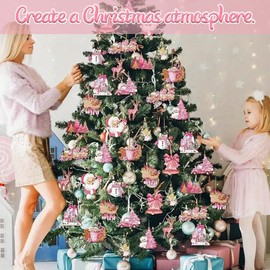 Pack of 36 Wooden Christmas Decoration Pendants, Small Christmas Tree Decorations, Wooden Christmas Tree Decoration Set, Wooden Christmas Tree Decoration Pendants, Christmas Decoration, for Decoration