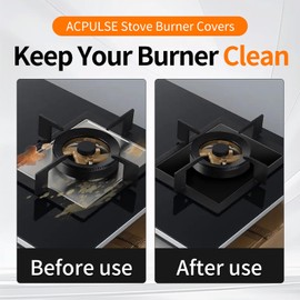 ACPULSE Stove Burner Covers for Gas Stoves (8 Pack) – Non-Stick, Heat-Resistant Gas Range Protectors, PTFE Liners for Kitchen Cleaning, Easy-to-Cut Stove Top Covers, BPA-Free, 10.6" x 10.6"
