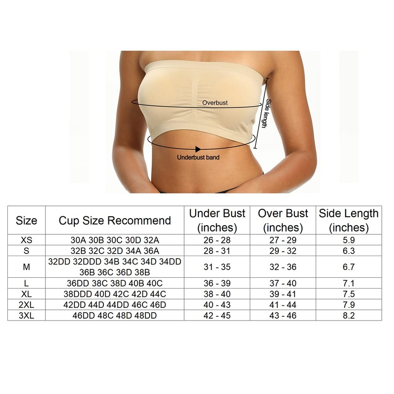 Venbond - Bralette sin tirantes acolchado para mujer, de 3