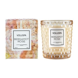 Voluspa Bergamot Rose, Classic Candle Jar, 6.5 oz, 40 Hour Burn Time, All Natural Wicks and Coconut Wax for Clean Burning, Vegan, Poured in The USA