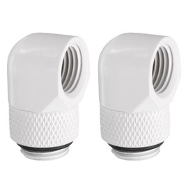 sourcing map 2pcs 90 Degree Elbow Water Cooling Adapter G1/4" Thread Male to Female Compression Connector Fitting Copper Extender Fitting for Computer PC Water Cooling System, White