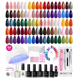 Beetles Gel Nail Polish Kit with U V Light, 68 Pcs 45 Colors Gel Polish Nail Kit Soak Off Gel Polish Set Manicure Tools Nail Gel Kit Gifts for Women