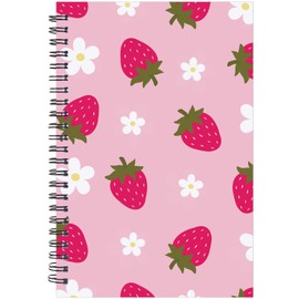 INCOK Pink Strawberry Spiral Notebook - Strawberry Journal for Women Cute Notepad Preppy Note Book Office Stationary Supplies School Study Stuff for Students 5.5x8.3 Inches
