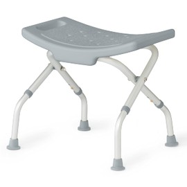 Medline Folding Shower Chair Without Back, Bath Chair Supports up to 250 lbs, Gray