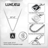 LUXEJEW Christmas Gifts for Men - Initial Necklace, Stainless Steel