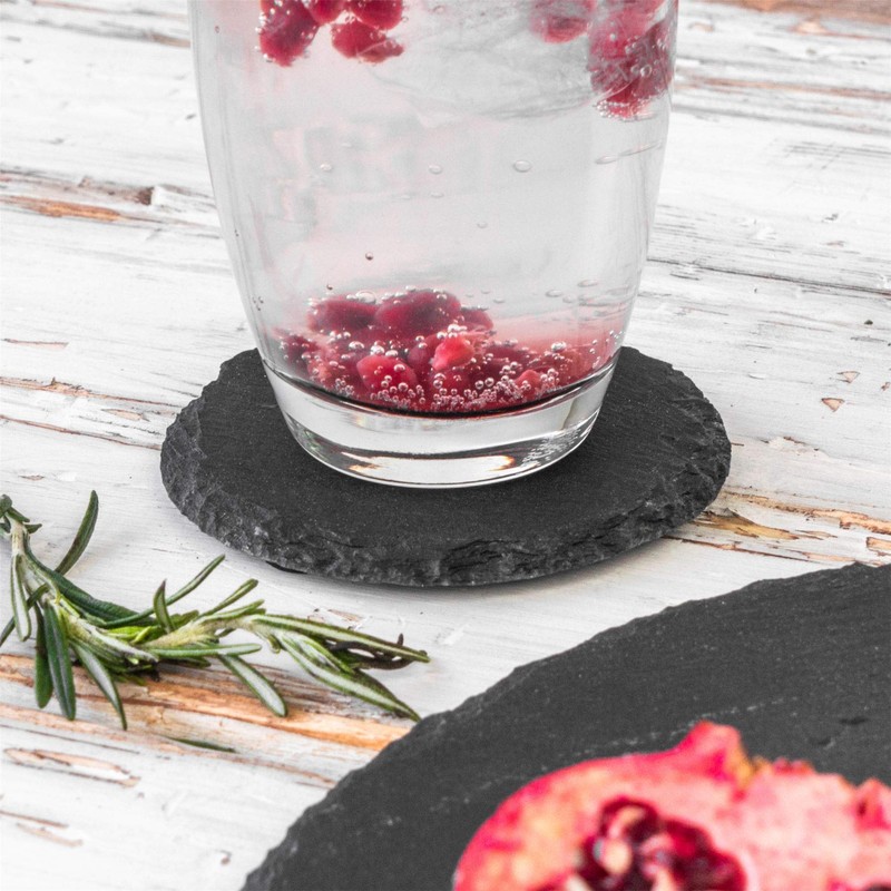 Argon Tableware Round Slate Coasters - 10cm - 6 Piece