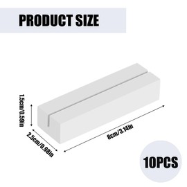 Pack of 10 (80 x 25 x 15mm) Wooden Card Holders for Home, Coffee Bars, Shops, Weddings and Postcard Decorations (White) Wooden Holder, Photo Holder, Office Signage