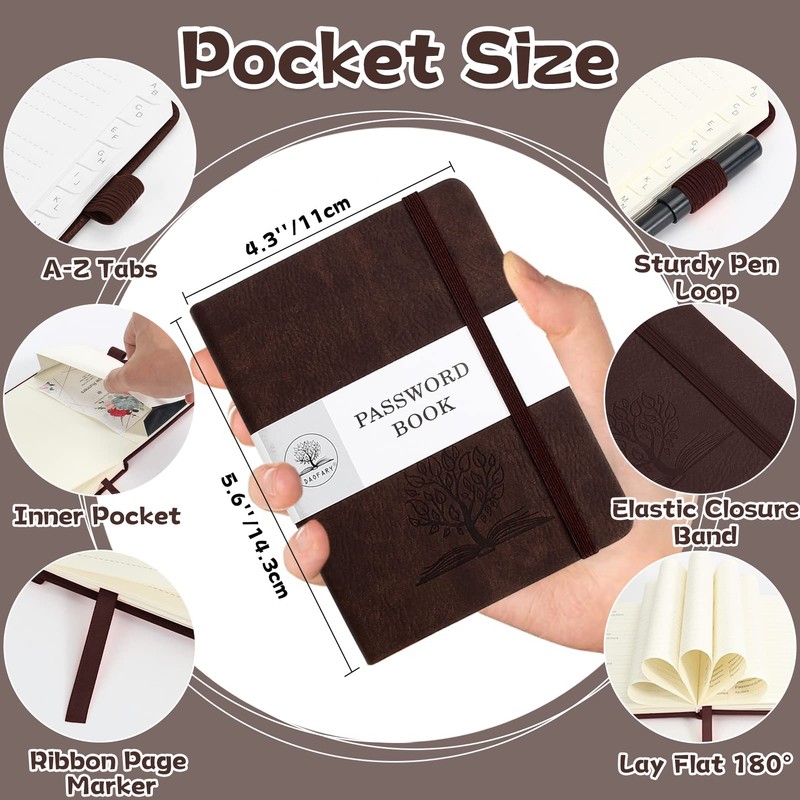 DAOFARY Password Book with Alphabetical Tabs - Small Password Keeper