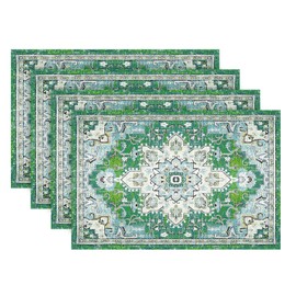 Snycler Table Runner Boho Table Runners Vintage Elegant Farmhouse Table Center Linen Decor for Home Dining Party Entrance (12x18 Inch ,Set of 4) Boho-Green