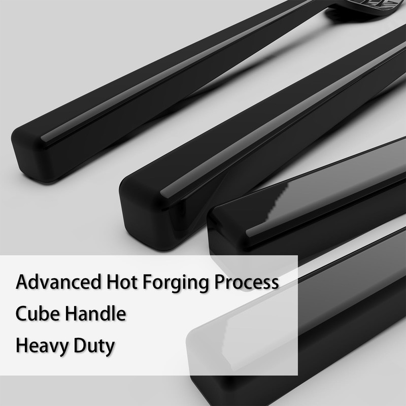Cubic Black 20-Piece Silverware Set, 18/10 Forged Stainless Steel Flatware,