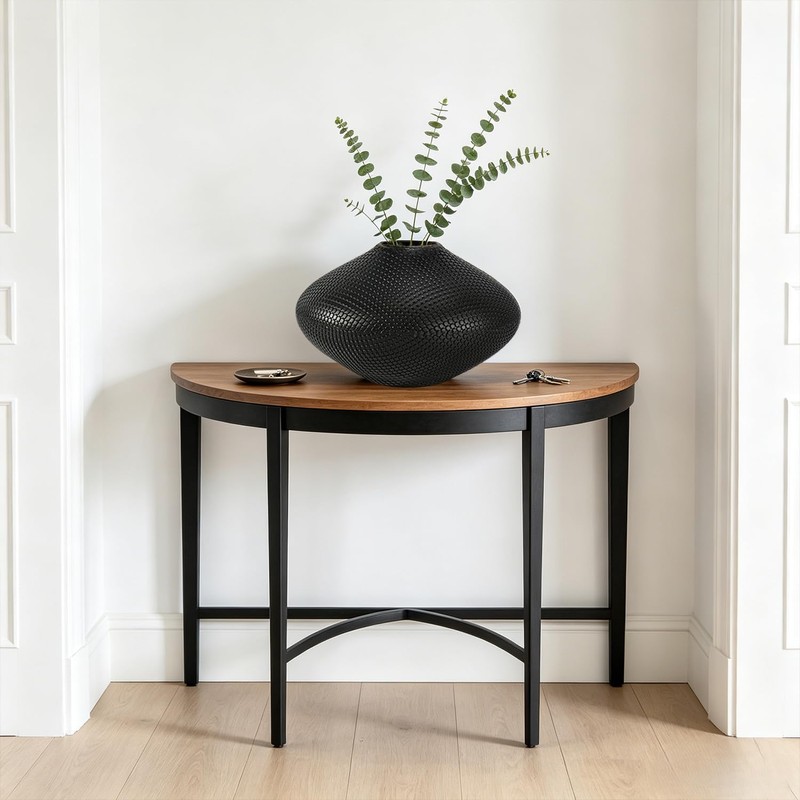 Black Vase 12" Wide Oval Shaped with Fishnet Textured -