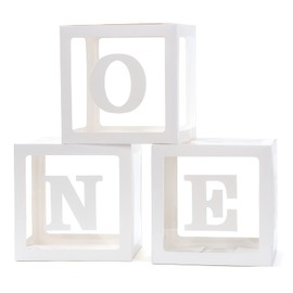 Voircoloria 1st Birthday Decorations for Boys, 3Pcs One Boxes for 1st Birthday for Boy or Girl with ONE Letters for Photoshoot Props 1st Birthday Party(White